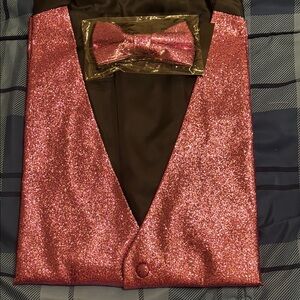 NWT Pink Glittery Vest with Shimmering Finish  Matching Bow Tie included